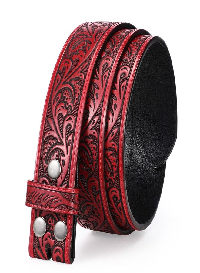 TRIWORKS Western Belt Strap for Men without Buckle 1.5" Wide Floral Engraved Embossed Leather Belt Strap - Image 1